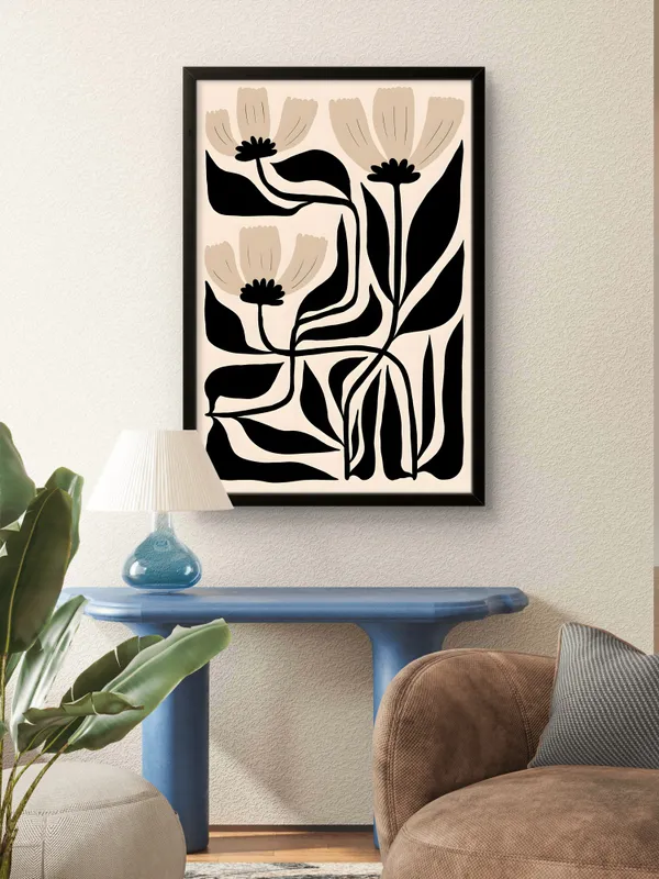 Black_Framed_Black_Leaves_Canvas_Fibre_Art_|_For_Home_&_Office_Decor
