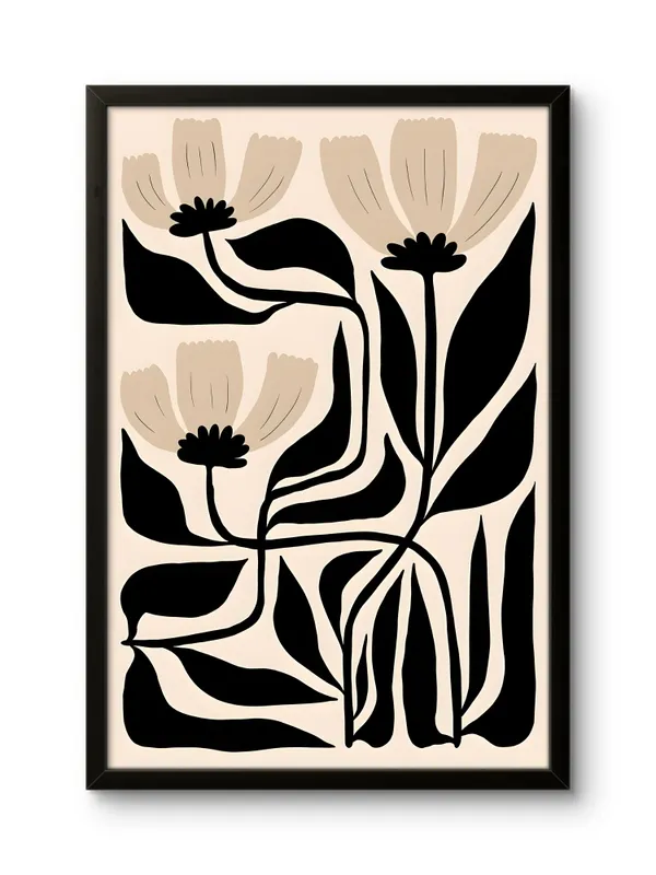 Black_Framed_Black_Leaves_Canvas_Fibre_Art_|_For_Home_&_Office_Decor