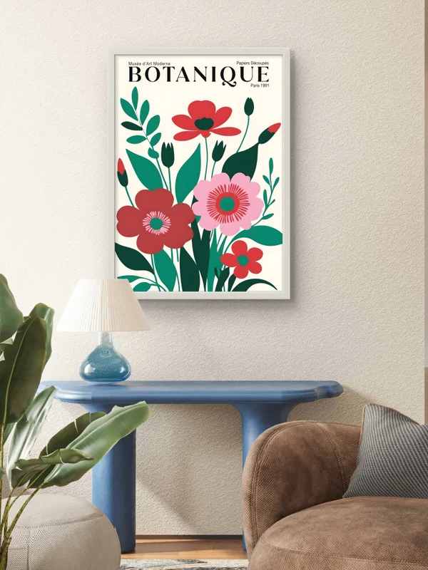 White_Framed_Botanique_Fibre_Art_|_For_Home_&_Office_Decor