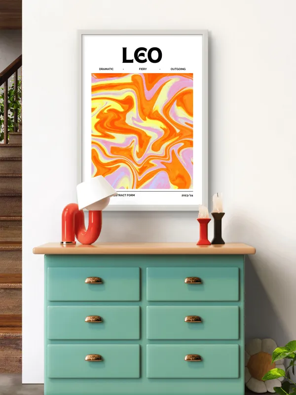 White_Framed_Leo_Sunshine_Fibre_Art_|_For_Home_&_Office_Decor
