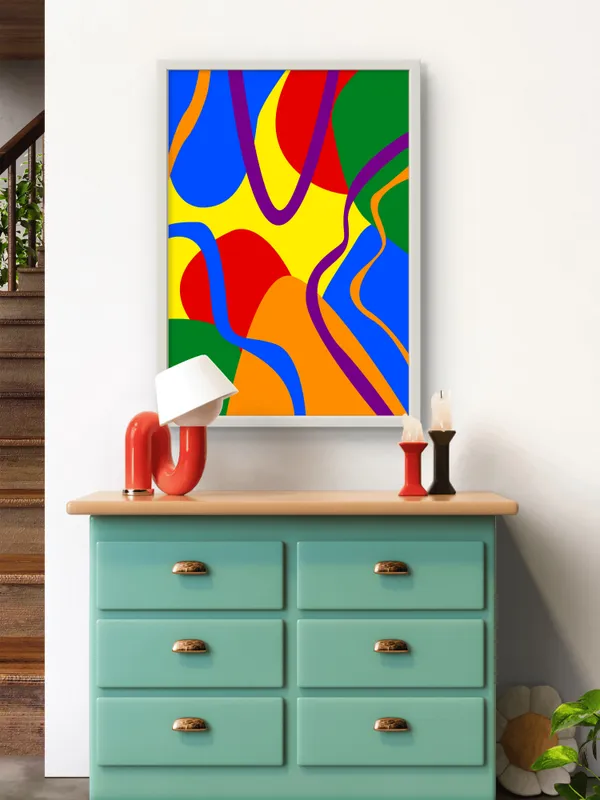 White_Framed_Coloured_Pattern_Abstract_Fibre_Art_|_For_Home_&_Office_Decor