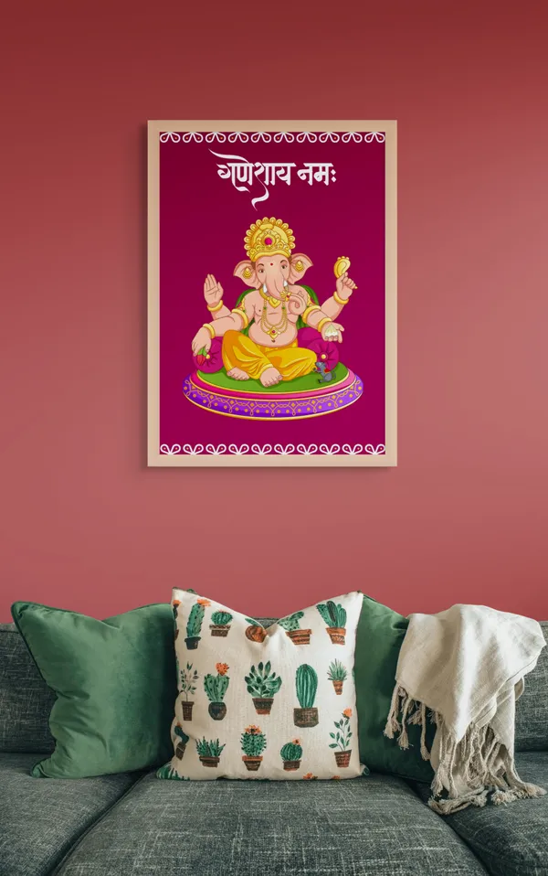 Wooden_Framed_Ganeshay_Namah_Fibre_Art_|_For_Home_&_Office_Decor