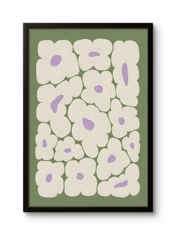 Black_Framed_Green_Flower_Cloud_Fibre_Art_|_For_Home_&_Office_Decor
