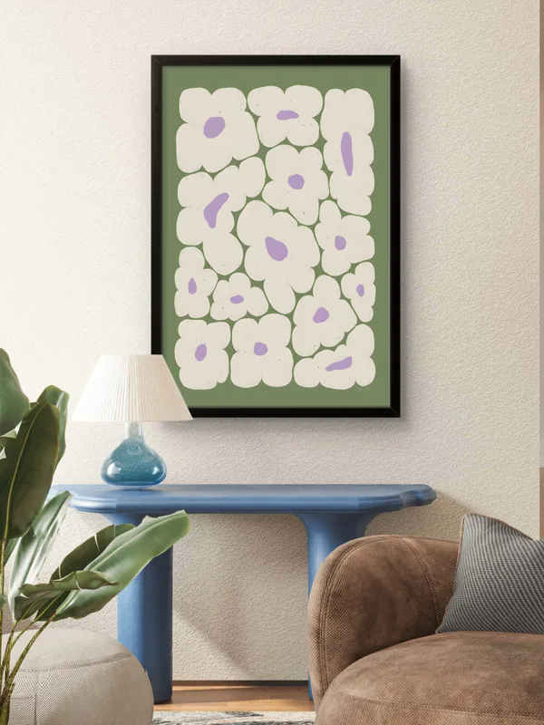 Black_Framed_Green_Flower_Cloud_Fibre_Art_|_For_Home_&_Office_Decor
