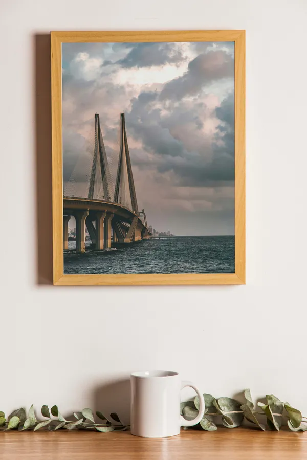 Wooden_Framed_Bandra_Worli_Sea_Link_Fibre_Art_|_For_Home_&_Office_Decor