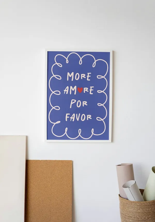 White_Framed_Por_Favor_Fibre_Art_|_For_Home_&_Office_Decor