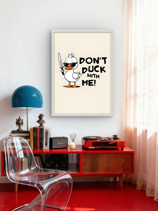 White_Framed_Don'T_Duck_Me_Fibre_Art_|_For_Home_&_Office_Decor