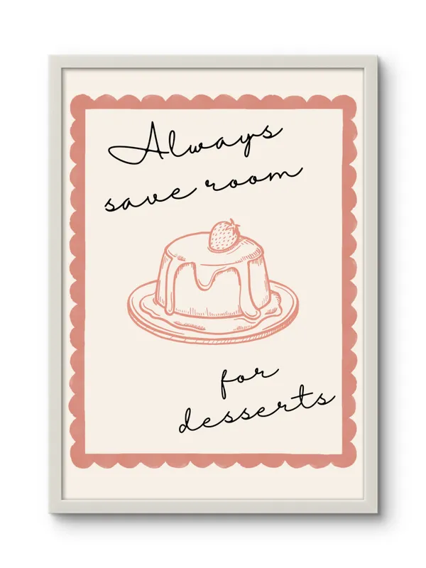 White_Framed_Save_Some_Room_For_Desserts_Fibre_Art_|_For_Home_&_Office_Decor