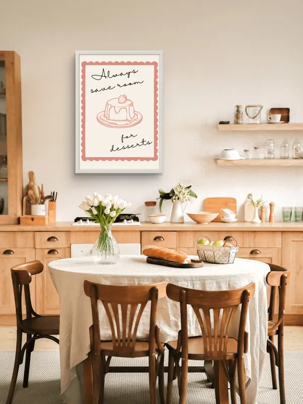 White_Framed_Save_Some_Room_For_Desserts_Fibre_Art_|_For_Home_&_Office_Decor