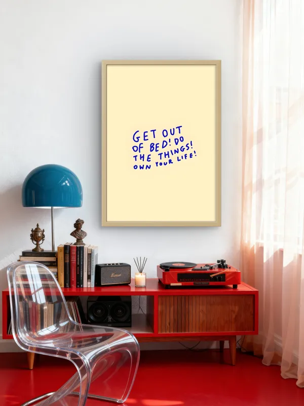 Wooden_Framed_Get_Out_Of_Bed_Fibre_Art_|_For_Home_&_Office_Decor