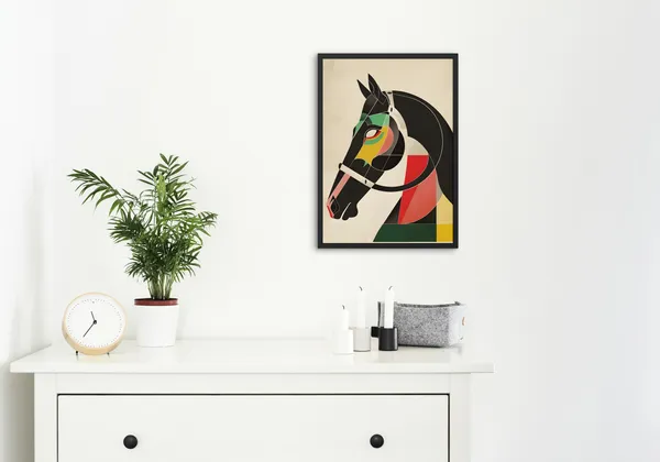 Black_Framed_Horse_Fibre_Art_|_For_Home_&_Office_Decor