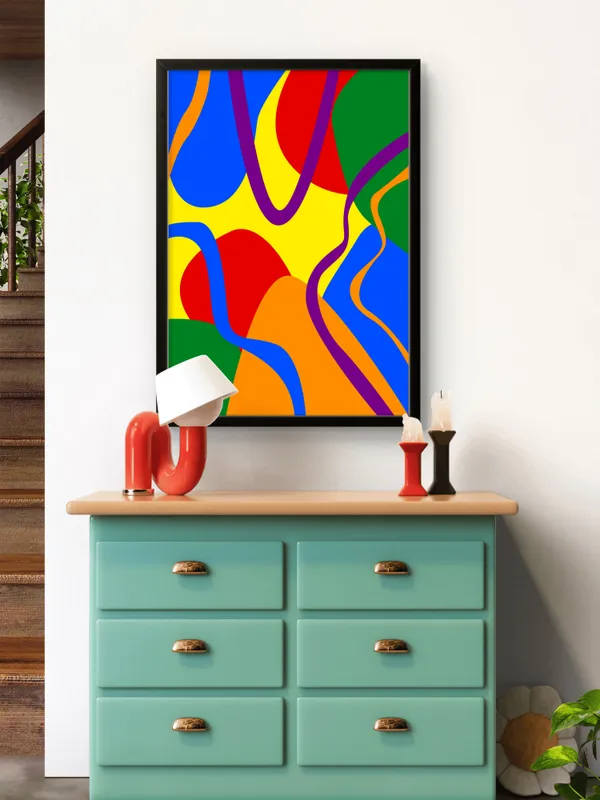Black_Framed_Coloured_Pattern_Abstract_Fibre_Art_|_For_Home_&_Office_Decor