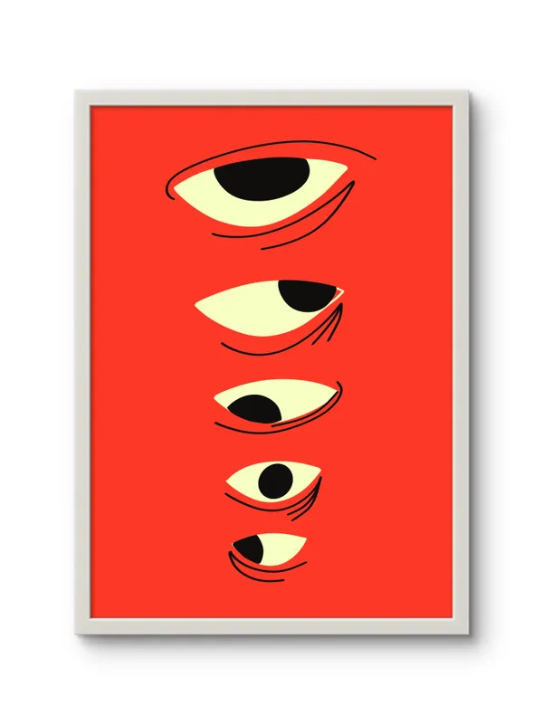 White_Framed_Stacked_Eyes_Fibre_Art_|_For_Home_&_Office_Decor