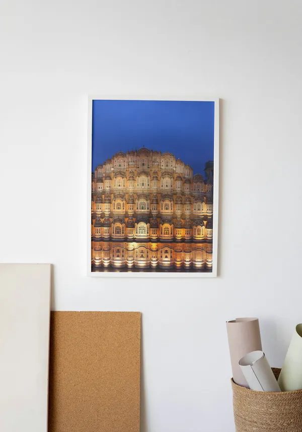 White_Framed_Hawa_Mahal_Fibre_Art_|_For_Home_&_Office_Decor