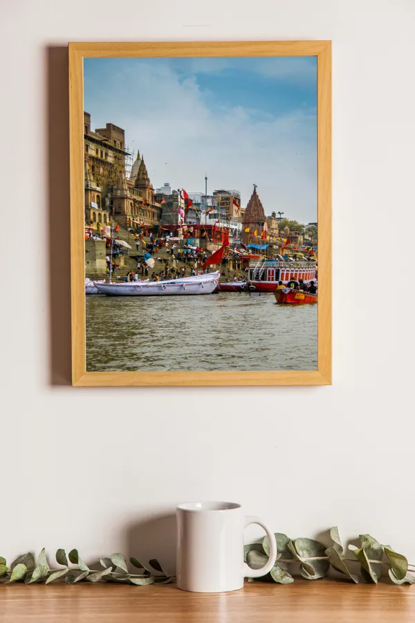 Wooden_Framed_Banaras_Ghat_Fibre_Art_|_For_Home_&_Office_Decor