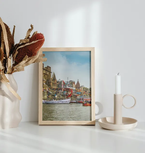 Wooden_Framed_Banaras_Ghat_Fibre_Art_|_For_Home_&_Office_Decor
