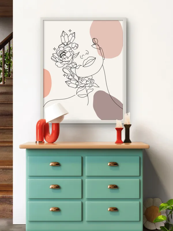 White_Framed_Boho_Flower_Girl_Fibre_Art_|_For_Home_&_Office_Decor