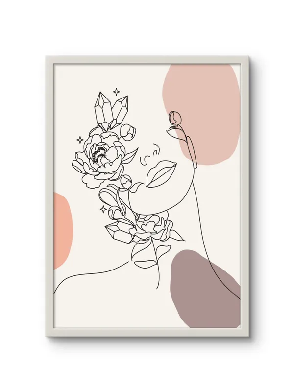 White_Framed_Boho_Flower_Girl_Fibre_Art_|_For_Home_&_Office_Decor