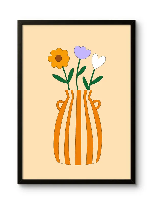 Black_Framed_Pink_Flower_Pot_Fibre_Art_|_For_Home_&_Office_Decor