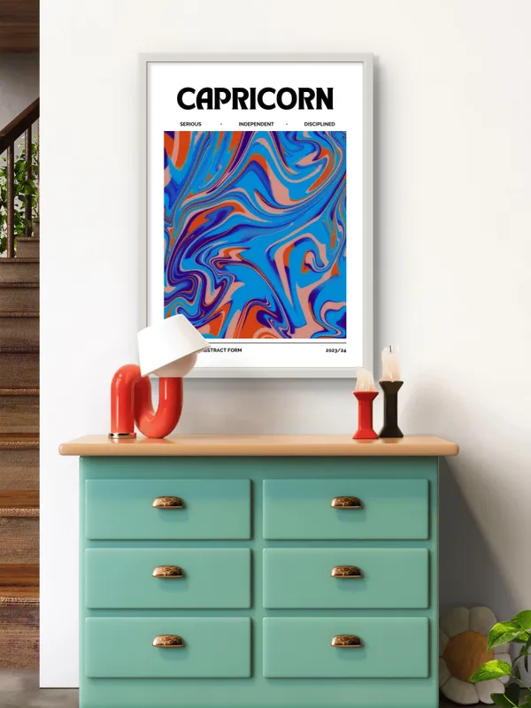White_Framed_Capricorn_Sunshine_Fibre_Art_|_For_Home_&_Office_Decor