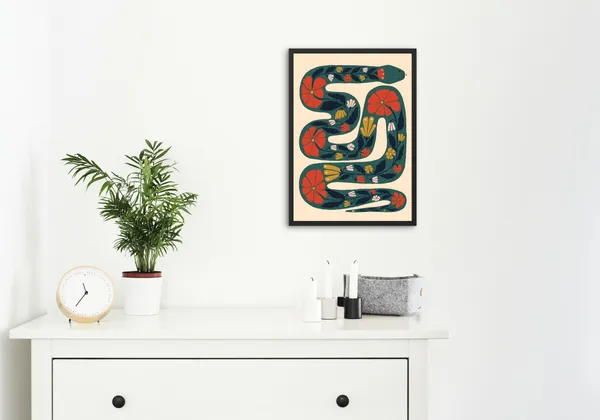 Black_Framed_Printed_Snake_Fibre_Art_|_For_Home_&_Office_Decor