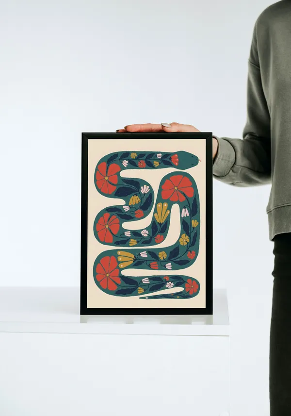 Black_Framed_Printed_Snake_Fibre_Art_|_For_Home_&_Office_Decor