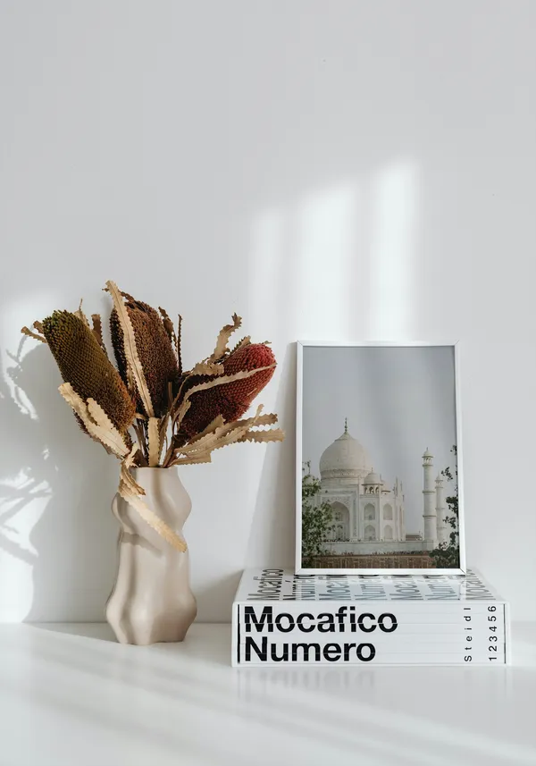 White_Framed_Glory_Of_Taj_Mahal_Fibre_Art_|_For_Home_&_Office_Decor