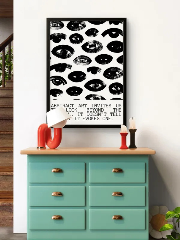 Black_Framed_Black_Eyes_Fibre_Art_|_For_Home_&_Office_Decor