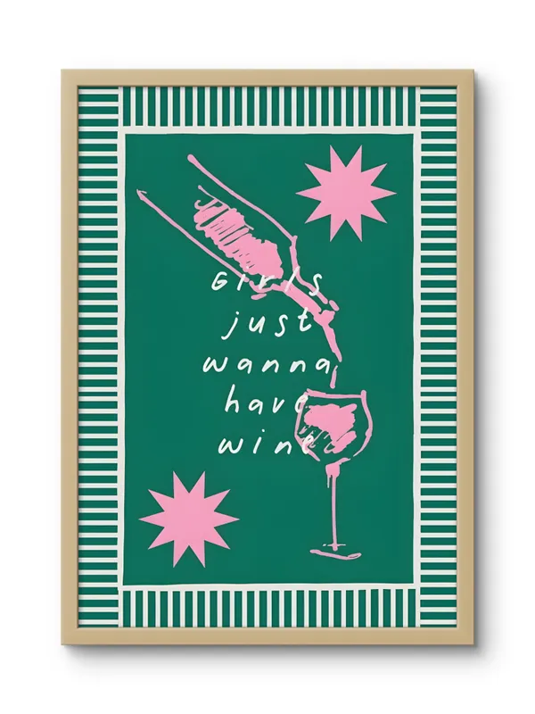 Wooden_Framed_Girls_Just_Wanna_Have_Fun_Fibre_Art_|_For_Home_&_Office_Decor