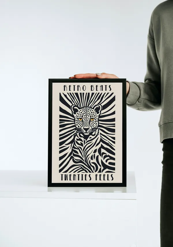 Black_Framed_Striped_Leopard_Fibre_Art_|_For_Home_&_Office_Decor