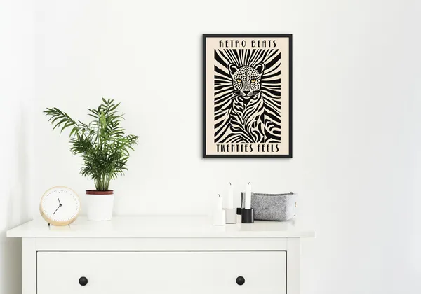 Black_Framed_Striped_Leopard_Fibre_Art_|_For_Home_&_Office_Decor