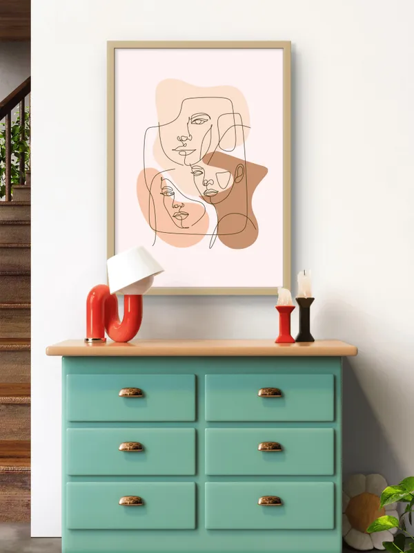 Wooden_Framed_Three_Boho_Faces_Fibre_Art_|_For_Home_&_Office_Decor