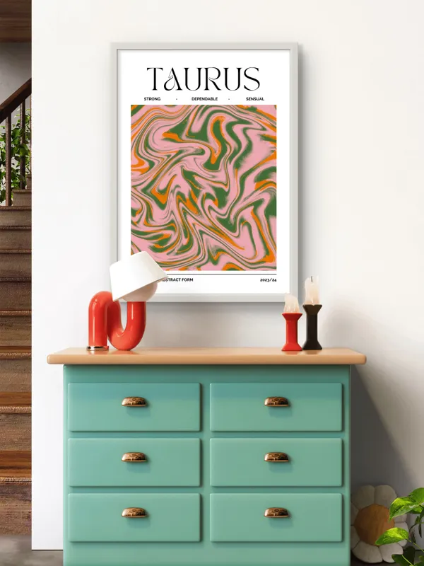 White_Framed_Taurus_Sunshine_Fibre_Art_|_For_Home_&_Office_Decor