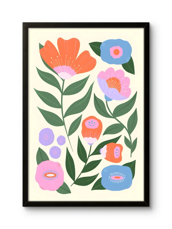 Black_Framed_Coloured_Flower_Bloom_Fibre_Art_|_For_Home_&_Office_Decor