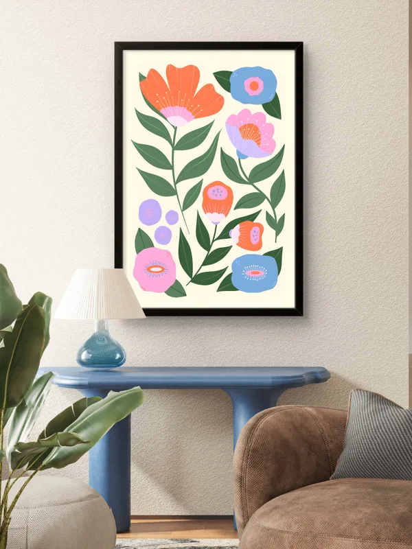 Black_Framed_Coloured_Flower_Bloom_Fibre_Art_|_For_Home_&_Office_Decor
