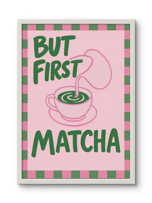 White_Framed_But_First_Matcha_Fibre_Art_|_For_Home_&_Office_Decor