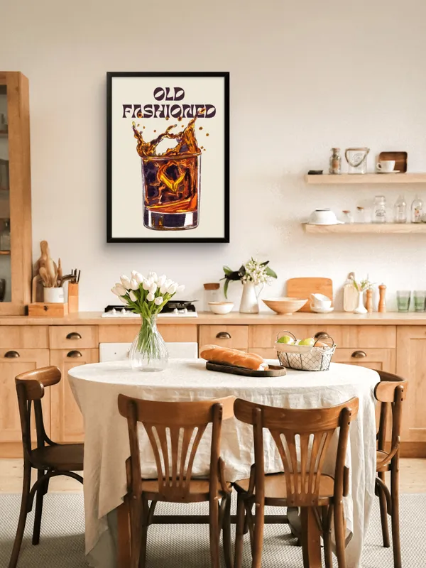 Black_Framed_Old_Monk_Fibre_Art_|_For_Home_&_Office_Decor