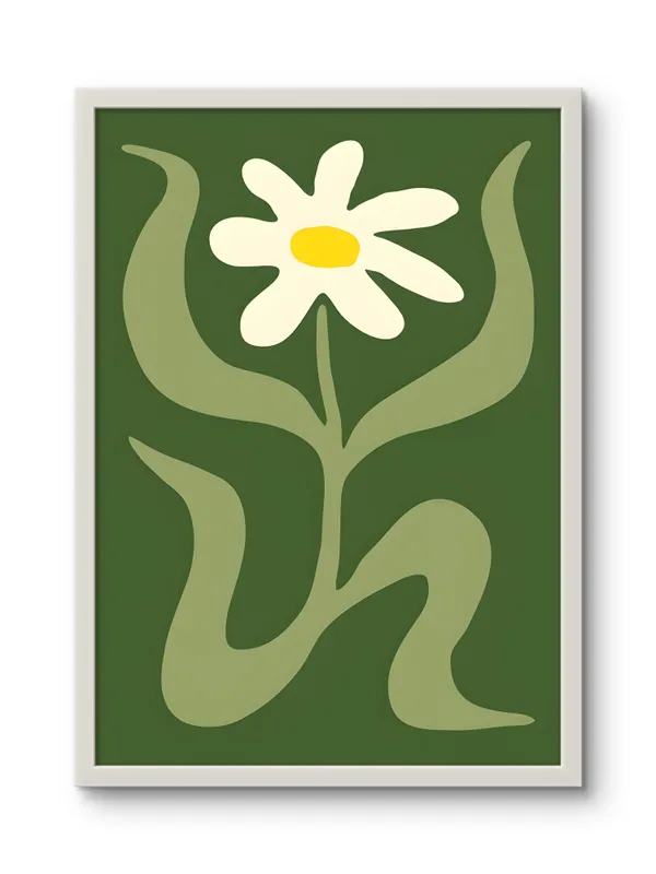 White_Framed_Green_Yolk_Petals_Fibre_Art_|_For_Home_&_Office_Decor
