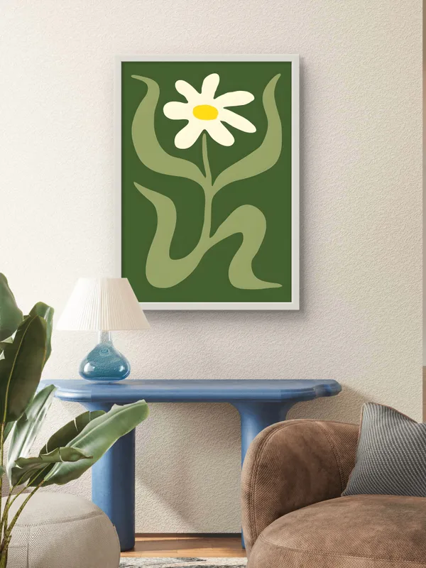 White_Framed_Green_Yolk_Petals_Fibre_Art_|_For_Home_&_Office_Decor