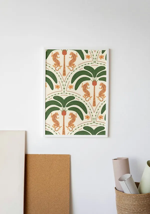 White_Framed_Lion_Fibre_Art_|_For_Home_&_Office_Decor