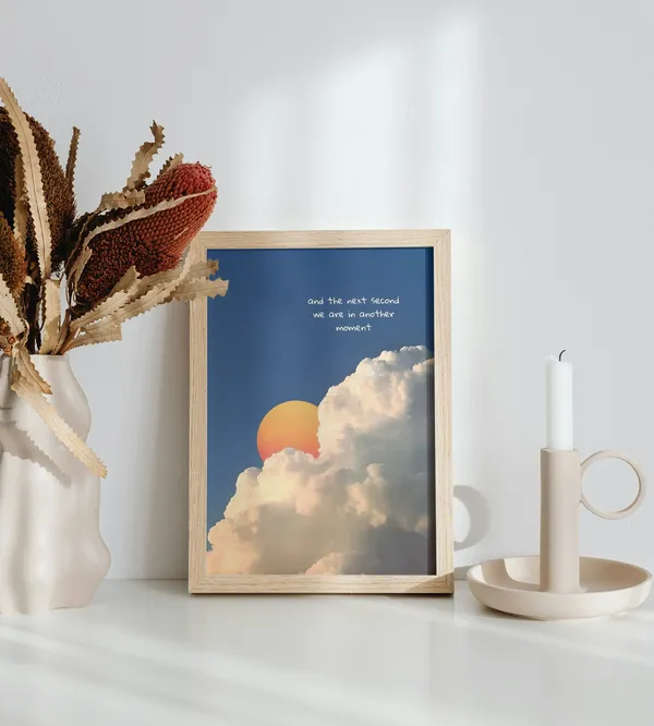 Wooden_Framed_Sun_Through_Clouds_Fibre_Art_|_For_Home_&_Office_Decor