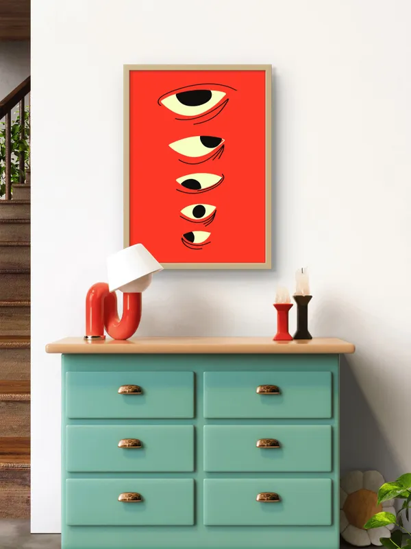 Wooden_Framed_Stacked_Eyes_Fibre_Art_|_For_Home_&_Office_Decor
