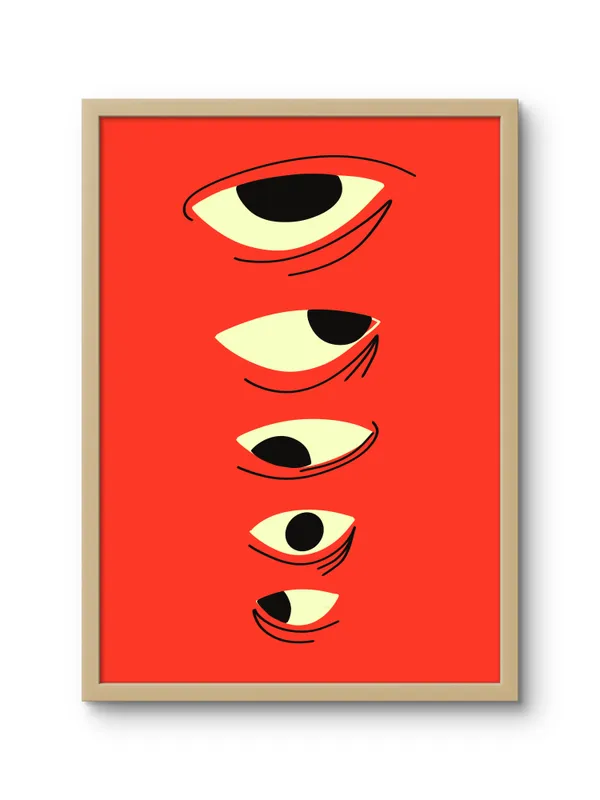 Wooden_Framed_Stacked_Eyes_Fibre_Art_|_For_Home_&_Office_Decor
