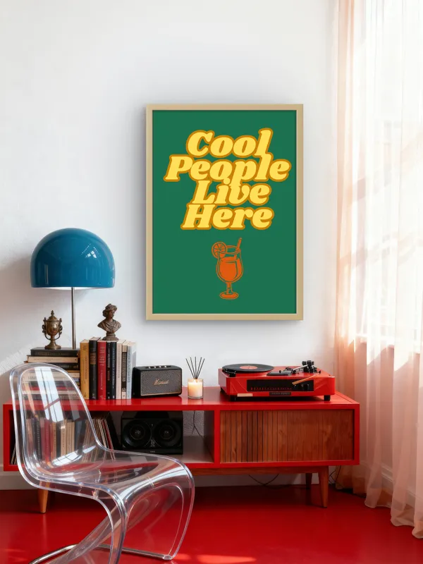 Wooden_Framed_Cool_People_Live_Here_Fibre_Art_|_For_Home_&_Office_Decor