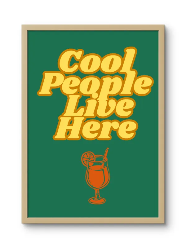Wooden_Framed_Cool_People_Live_Here_Fibre_Art_|_For_Home_&_Office_Decor