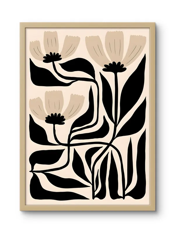 Wooden_Framed_Black_Leaves_Canvas_Fibre_Art_|_For_Home_&_Office_Decor