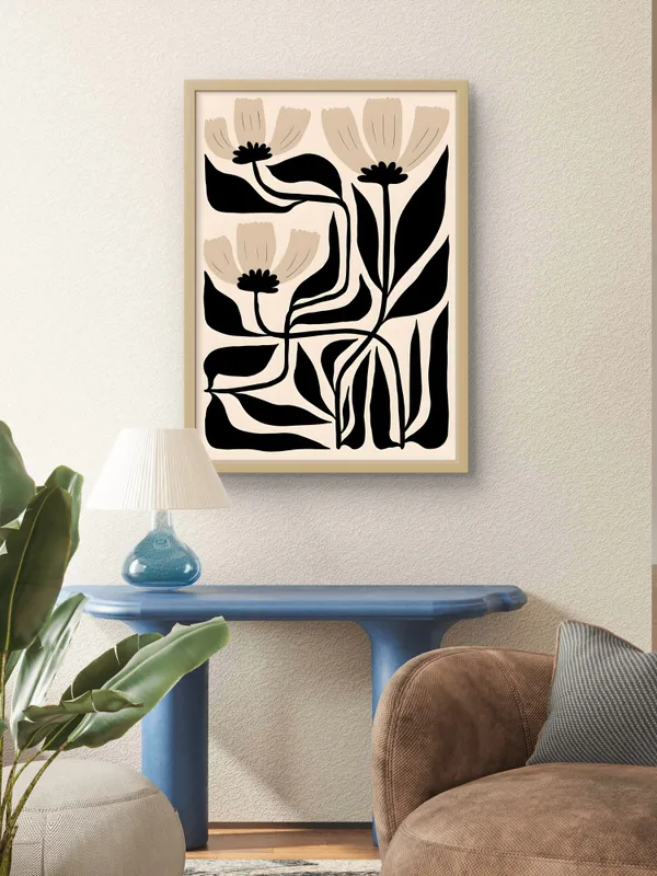 Wooden_Framed_Black_Leaves_Canvas_Fibre_Art_|_For_Home_&_Office_Decor