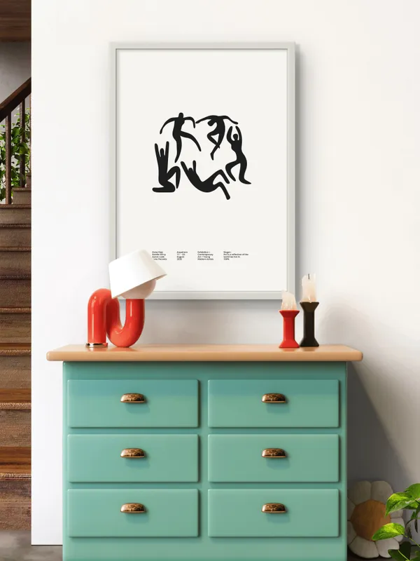 White_Framed_falling_Men_Fibre_Art_|_For_Home_&_Office_Decor