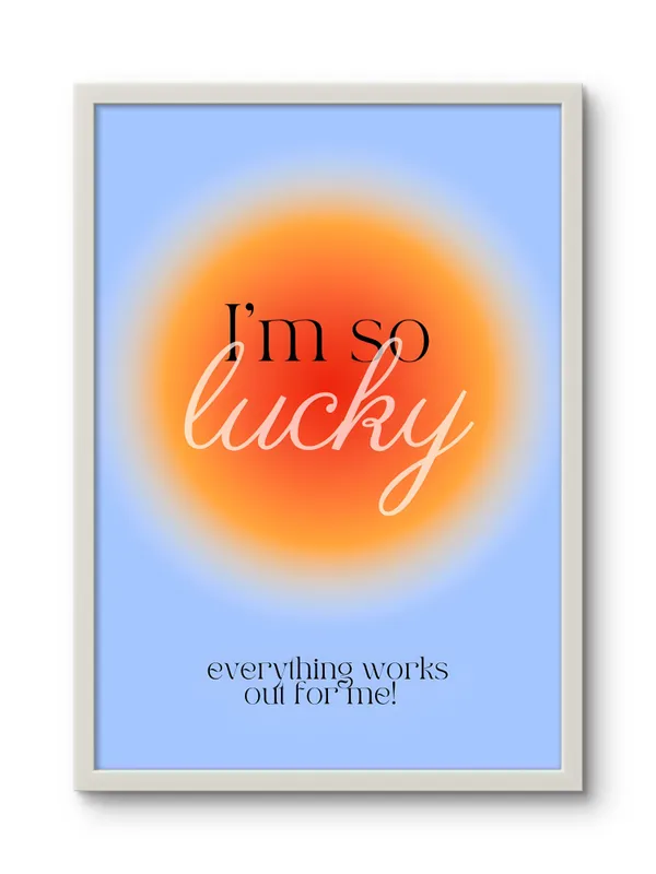 White_Framed_I_Am_So_Lucky_Fibre_Art_|_For_Home_&_Office_Decor