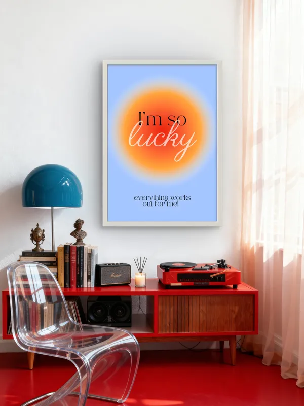 White_Framed_I_Am_So_Lucky_Fibre_Art_|_For_Home_&_Office_Decor